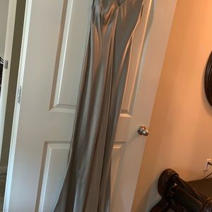 Satin maxi dress-curvy fit flare bottom